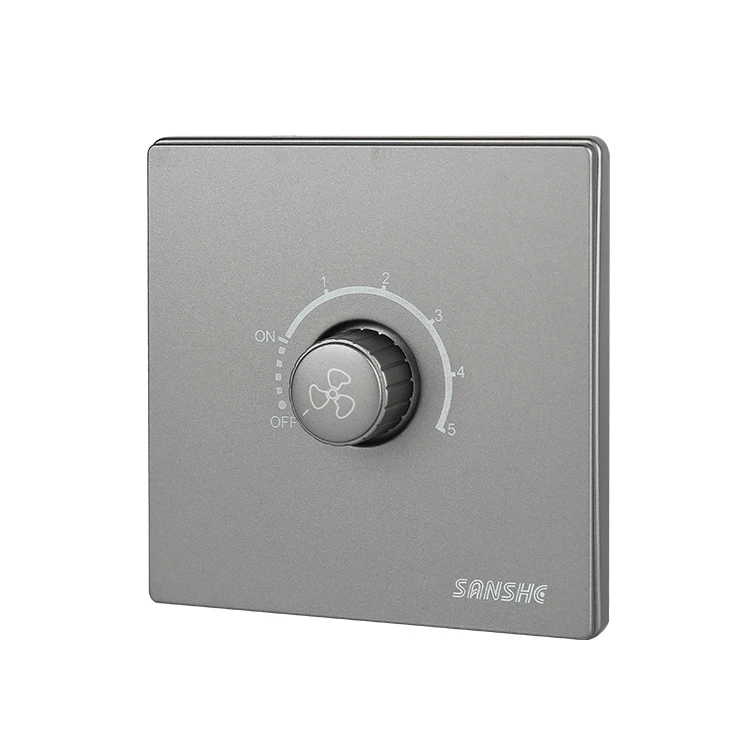 SANSHE high quality S8 series 86mm*86mm wall electrical light dimmer controller switch and fan speed regulator switch