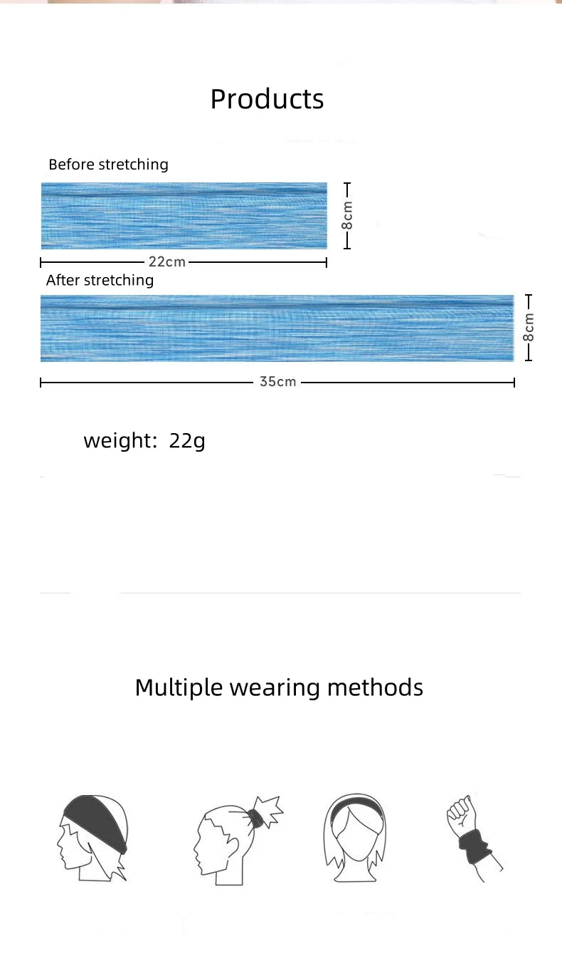 Hot Selling Sweat Absorbing and Breathable Sports Headbands Widened Quick Drying Headscarf Sports Caps Adult 100% Polyester 22g