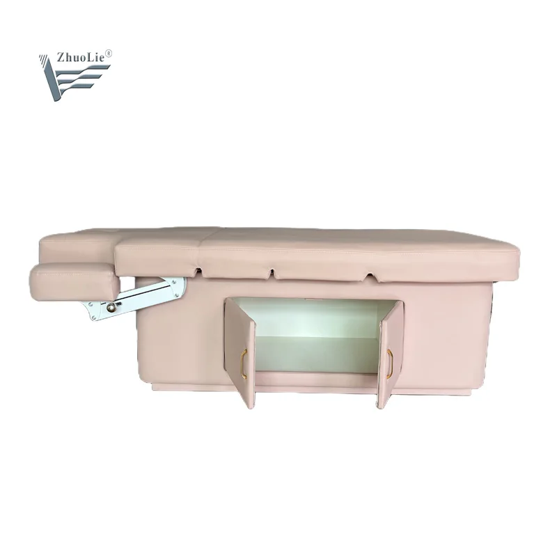 High Quality Spa Bed Table Electric Adjustable Massage Bed Pneumatic Handrail Storage Cabinet Beauty Salon Use