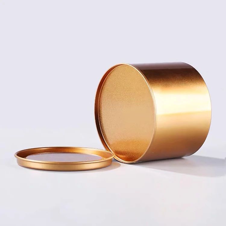 Wholesale Gold Sealed Round Container Metal Can Chinese Tea Tin Box