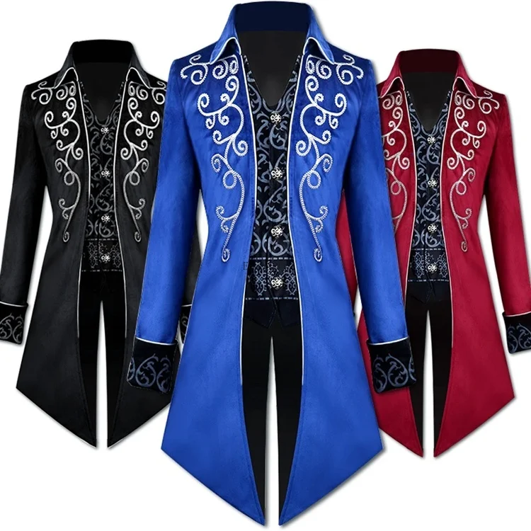 Medieval Tuxedo Steampunk Vintage Victorian Long Sleeve Windbreaker Suit Prince Costume for Men