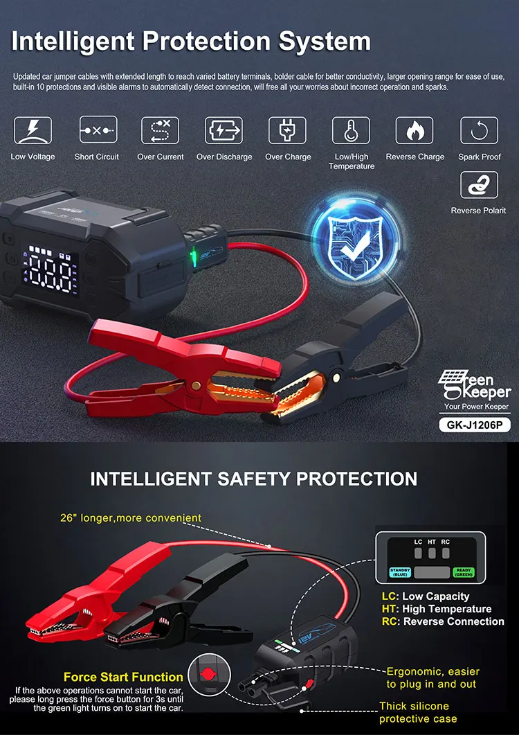 3000A 20000mAh Car jump starter inflation pump integrated machine with led light