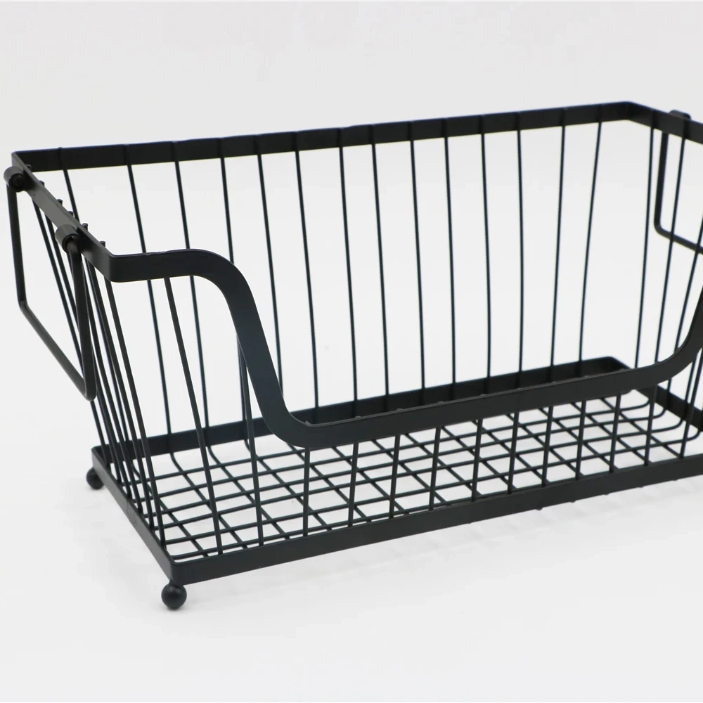 Fashion black metal storage basket use for living room