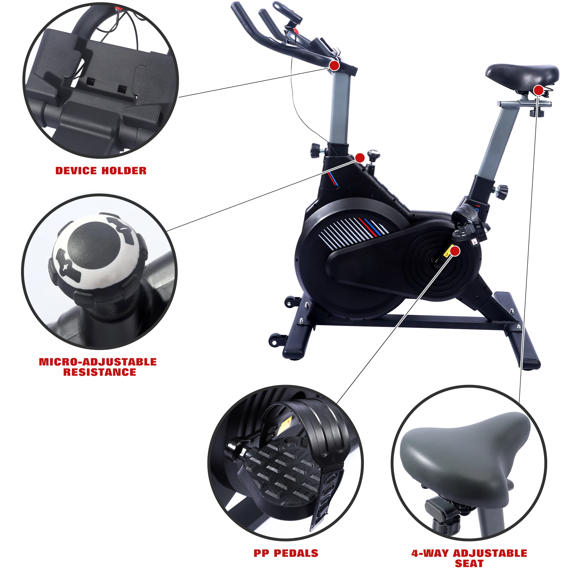 Heavy-Duty 150kg Max Steel and Metal Spinning Bike Magnetic Brake System Multi-Data Display for Gym and Home Exercise