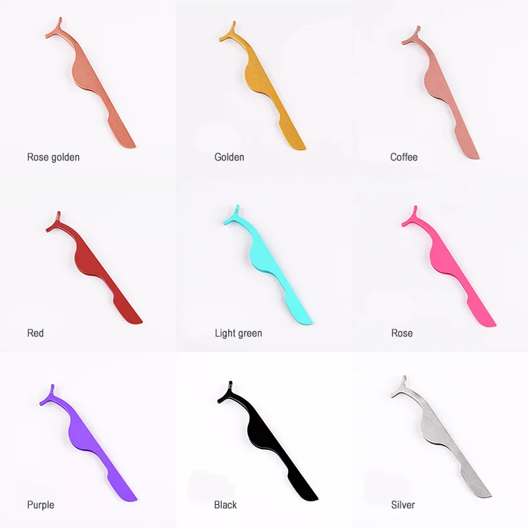 Wholesale rose 3 piece eyelash tweezers set volume eyelash extension with tweezer with glue applicator plastic tweezers