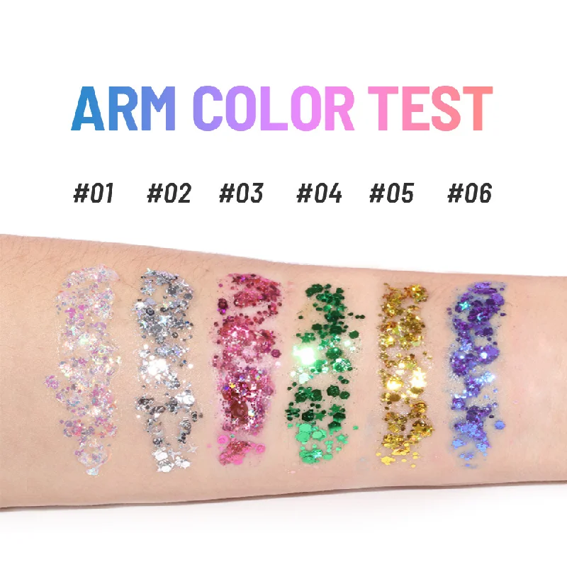 New Hot Face Body Hair Eyes Holographic Glitter Sequins Eyeshadow Highlighter Sparkling Glitter Gel For Festival Makeup