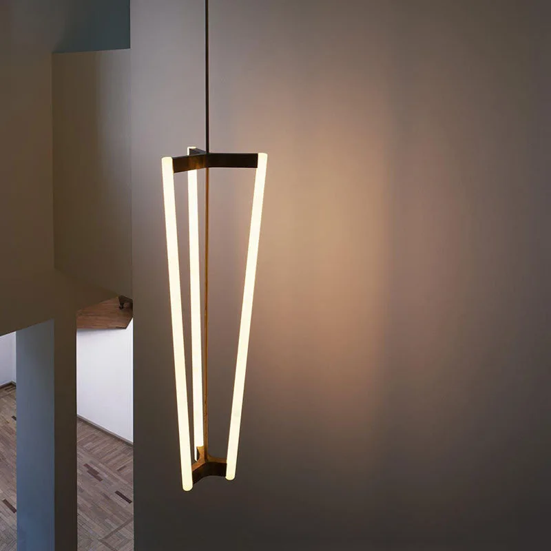 Lumind Modern simple living room chandelier study decoration LED designer hall bedroom bedside triangle lamp pendant light