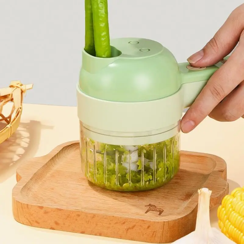 4 in1 Electric Vegetable Cutter Set USB Electric Portable Mini Food Chopper for Garlic Kitchen Vegetable Cutter