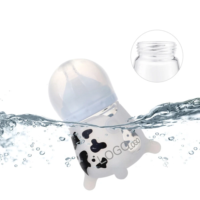 BPA Free Newborn gift Cute Baby Feeding Girl Glass dairy cattle Bottle For Babies