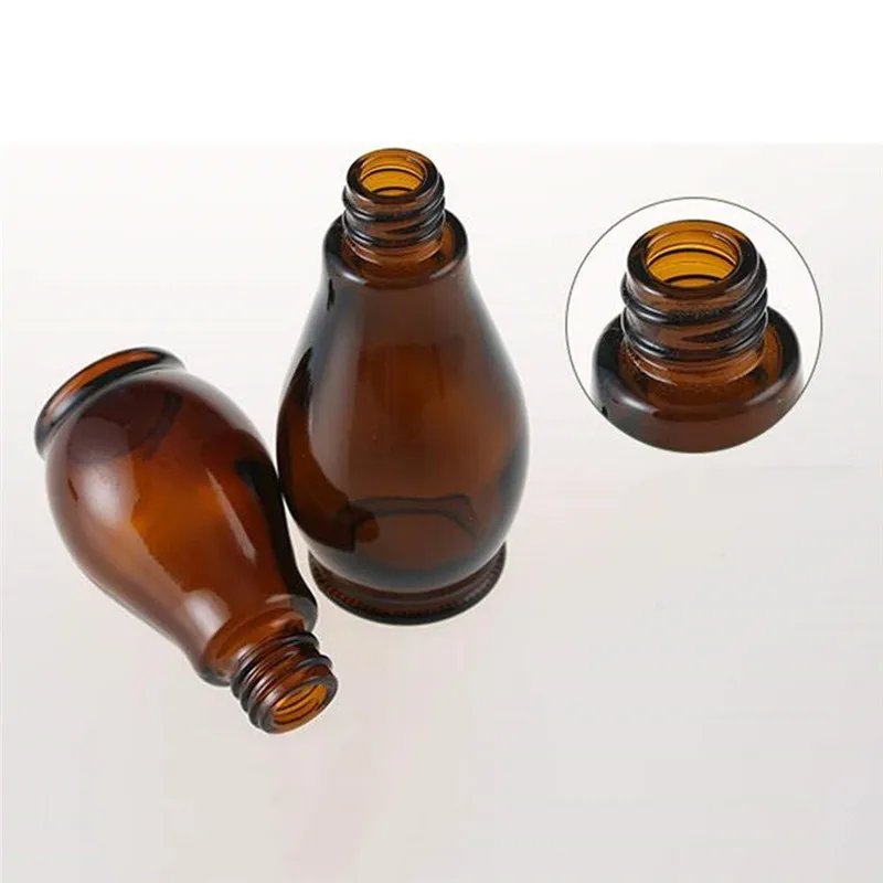 factory 10ml 20ml 30ml 50ml 100ml amber calabash gourd shaped essential oil glass bottle dropper bottle