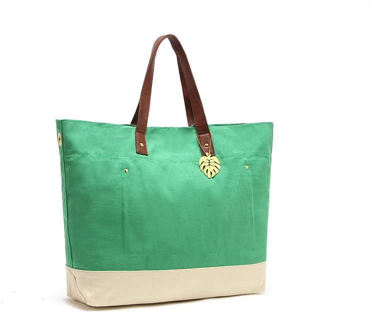 Wholesale Custom Green Canvas Bag 100% Cotton Tote Bag Satin Tote Bag