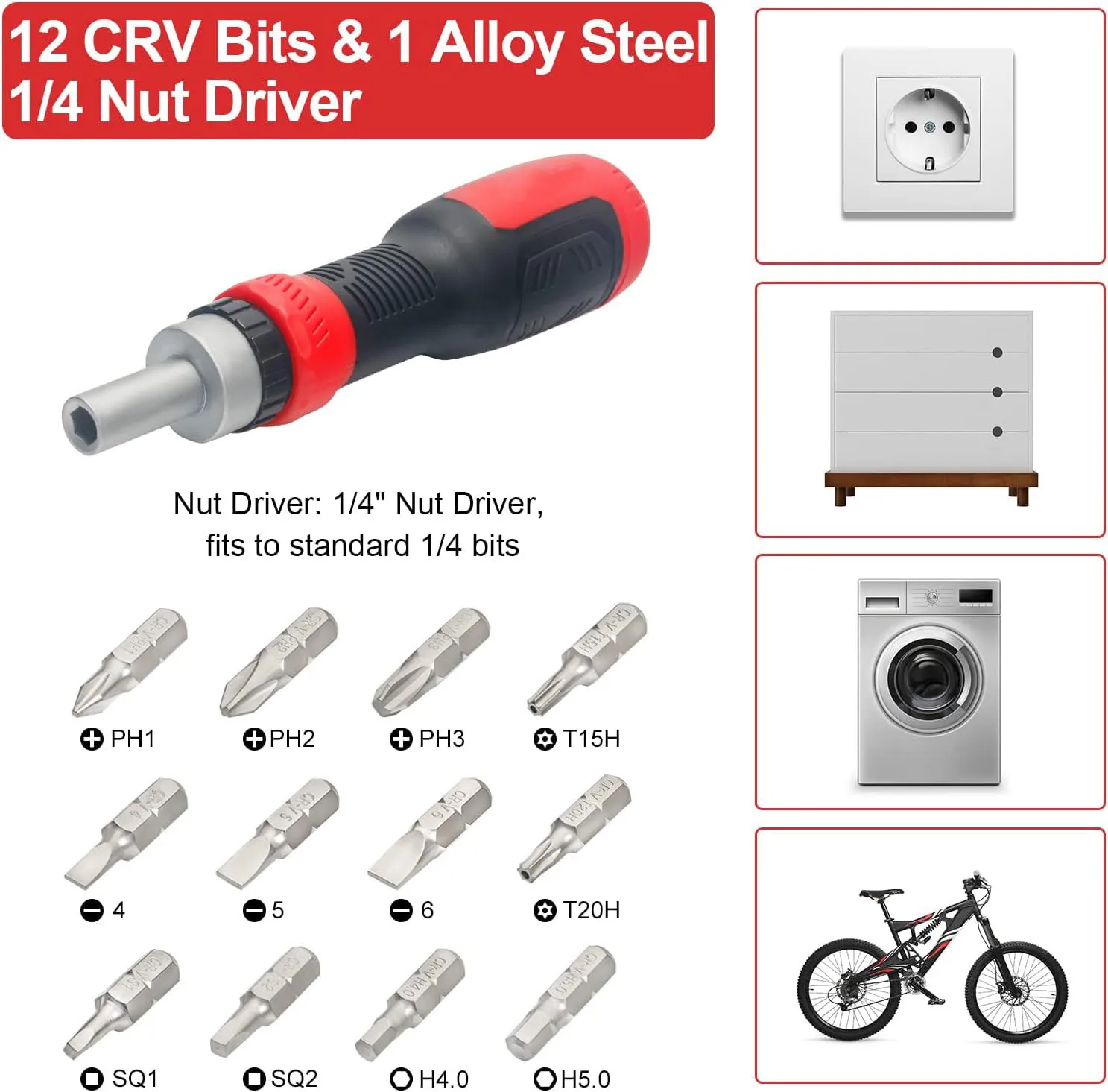 Ratcheting Screwdriver Multi Bit Screw Driver 13-in-1 Tool