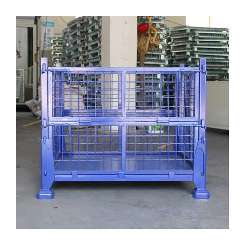 metal Wire mesh box auto parts warehouse storage collapsible stillage cage