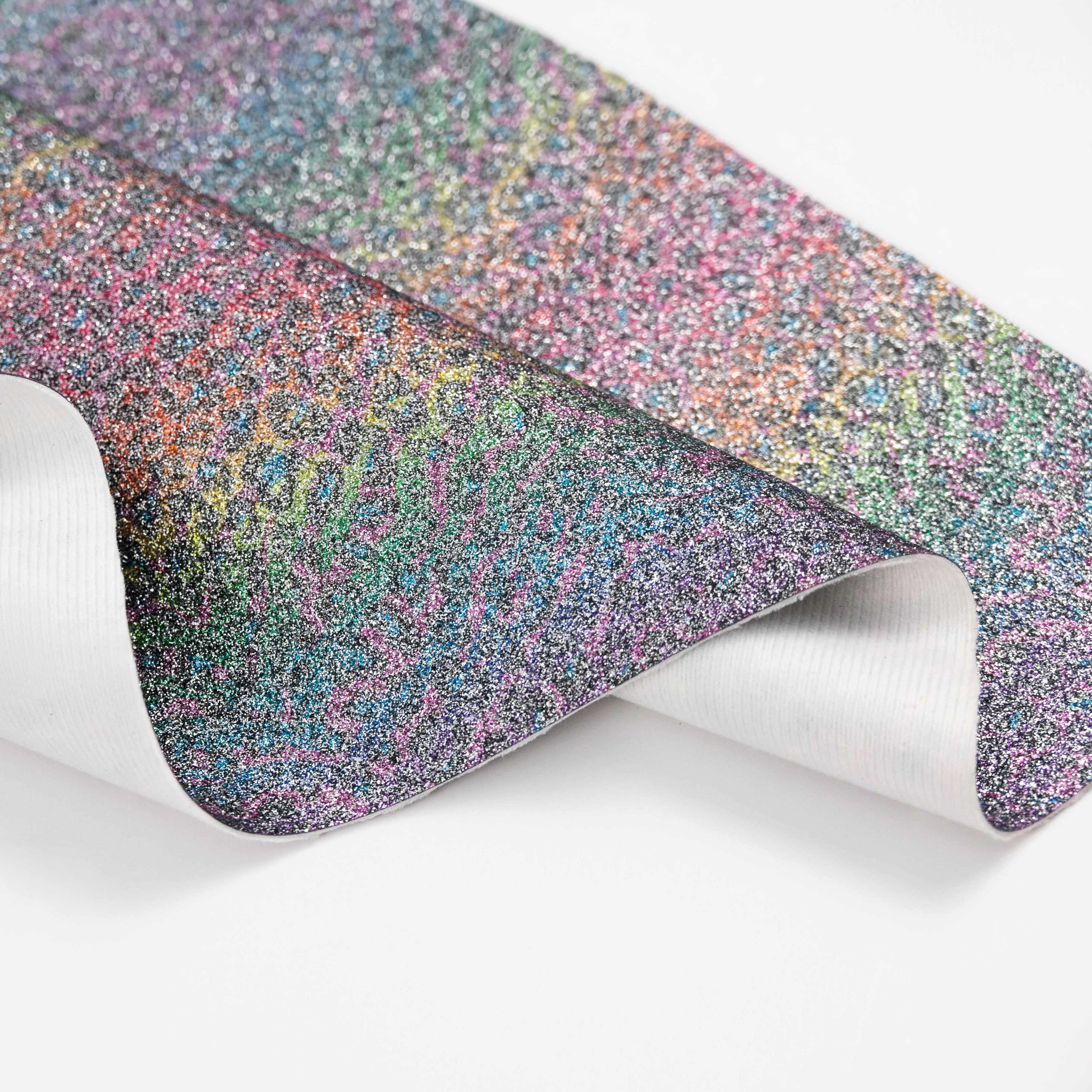 H-01 Hot sale rainbow gradient spray color thick film Glitter pu glitter sequins for bags, and decorations