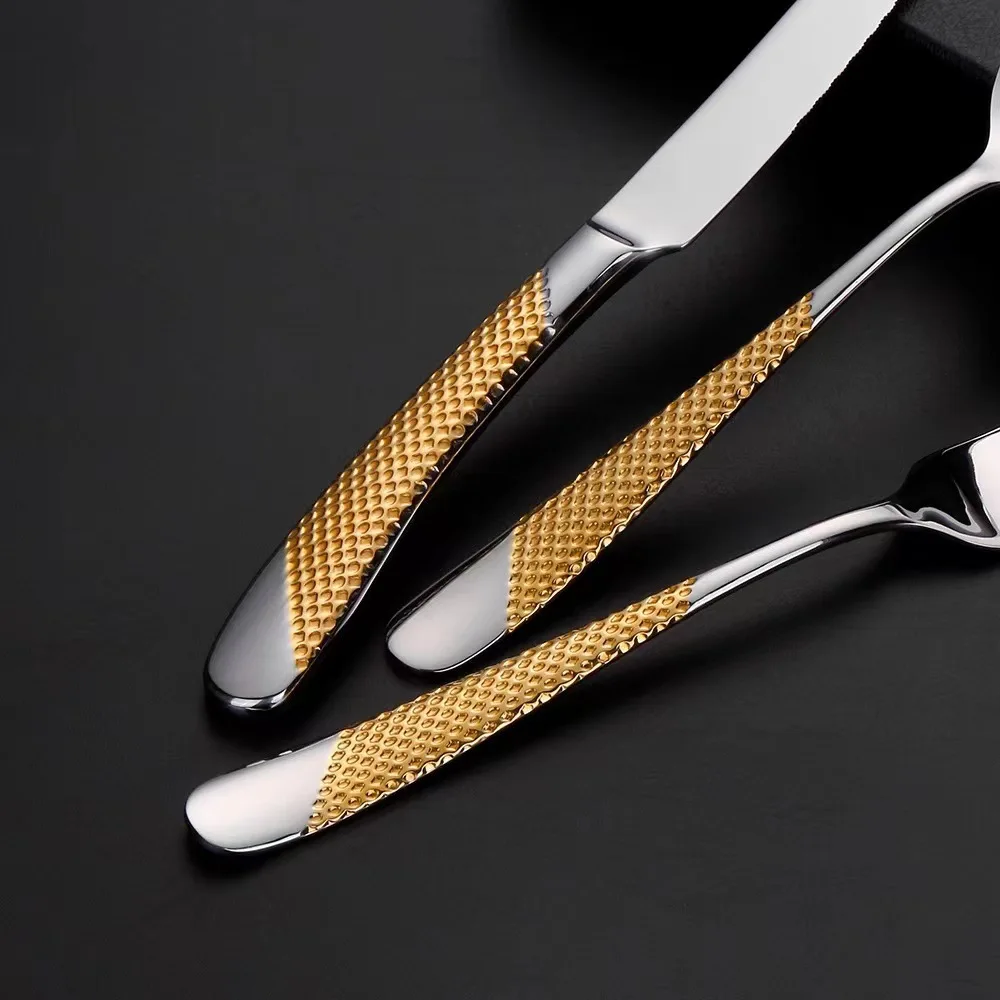 Wedding Gold Cutlery Stainless Steel Flatware Sets Dubai Knife Spoons and Forks Set Cutleries For Restaurants Luxury Tableware