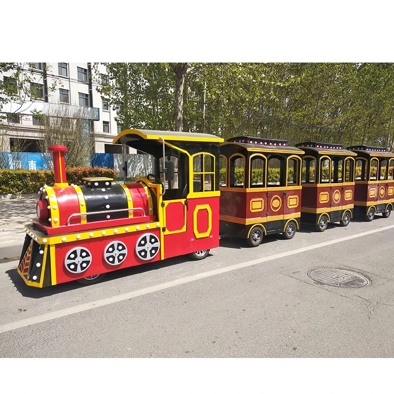 Electric Amusement Park Equipment Kids Riding Trackless Train Tourist Attraction Rides Family Games