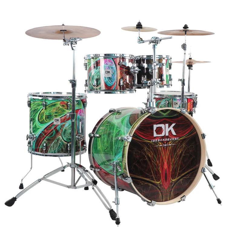 Good quality full size wood shell acoustic musical drum set