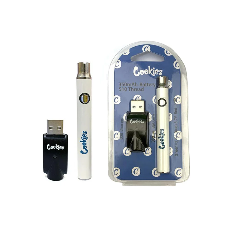 Rechargeable Cookies battery 350mahCBD battery 510thread  pen holder preheat 3 voltage adjusted cartridge battery