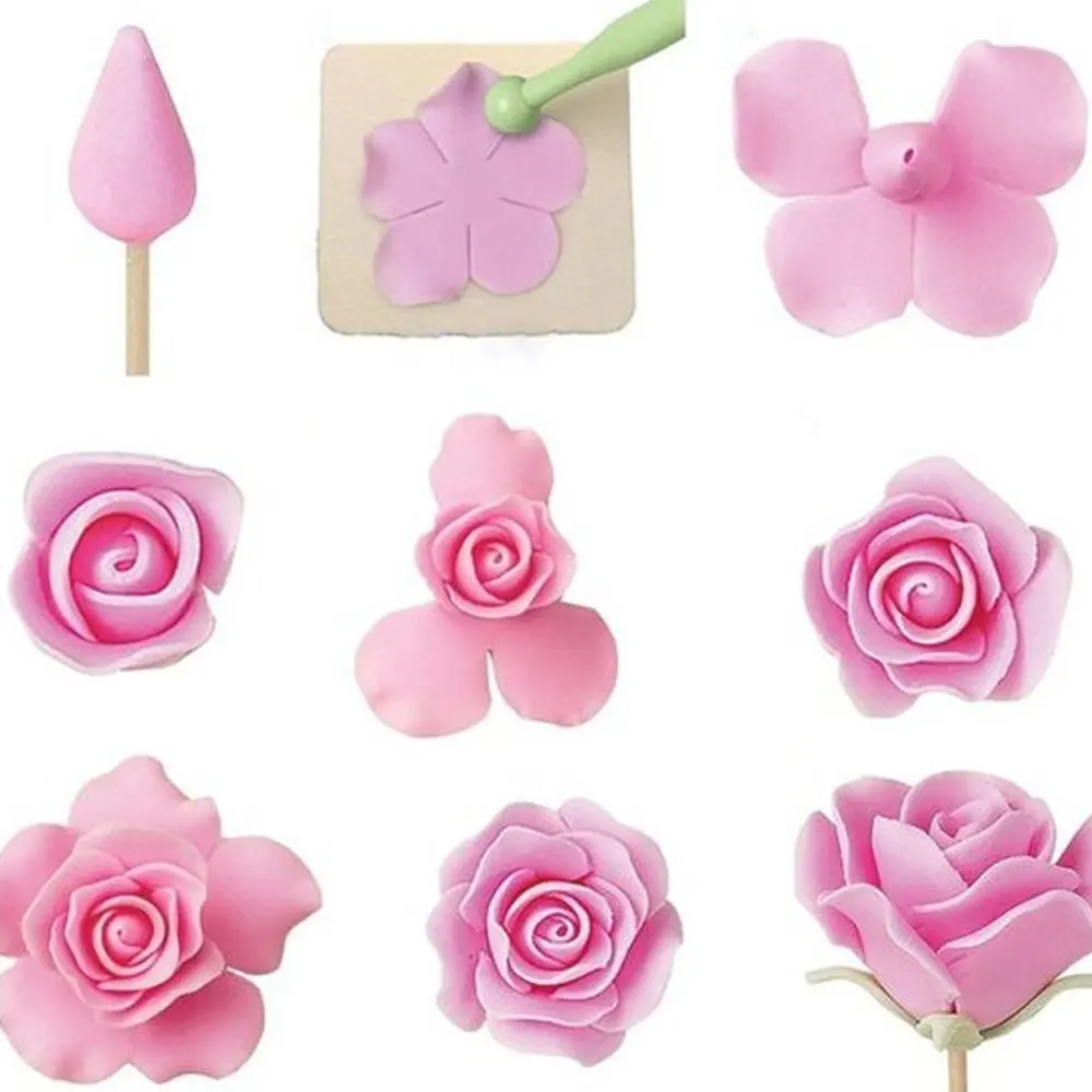 6Pcs/Set Rose Flower Cake Cookie Cutter Mold Fondant Easiest Rose Flower Making Plum Biscuit Mould DIY Baking Tools