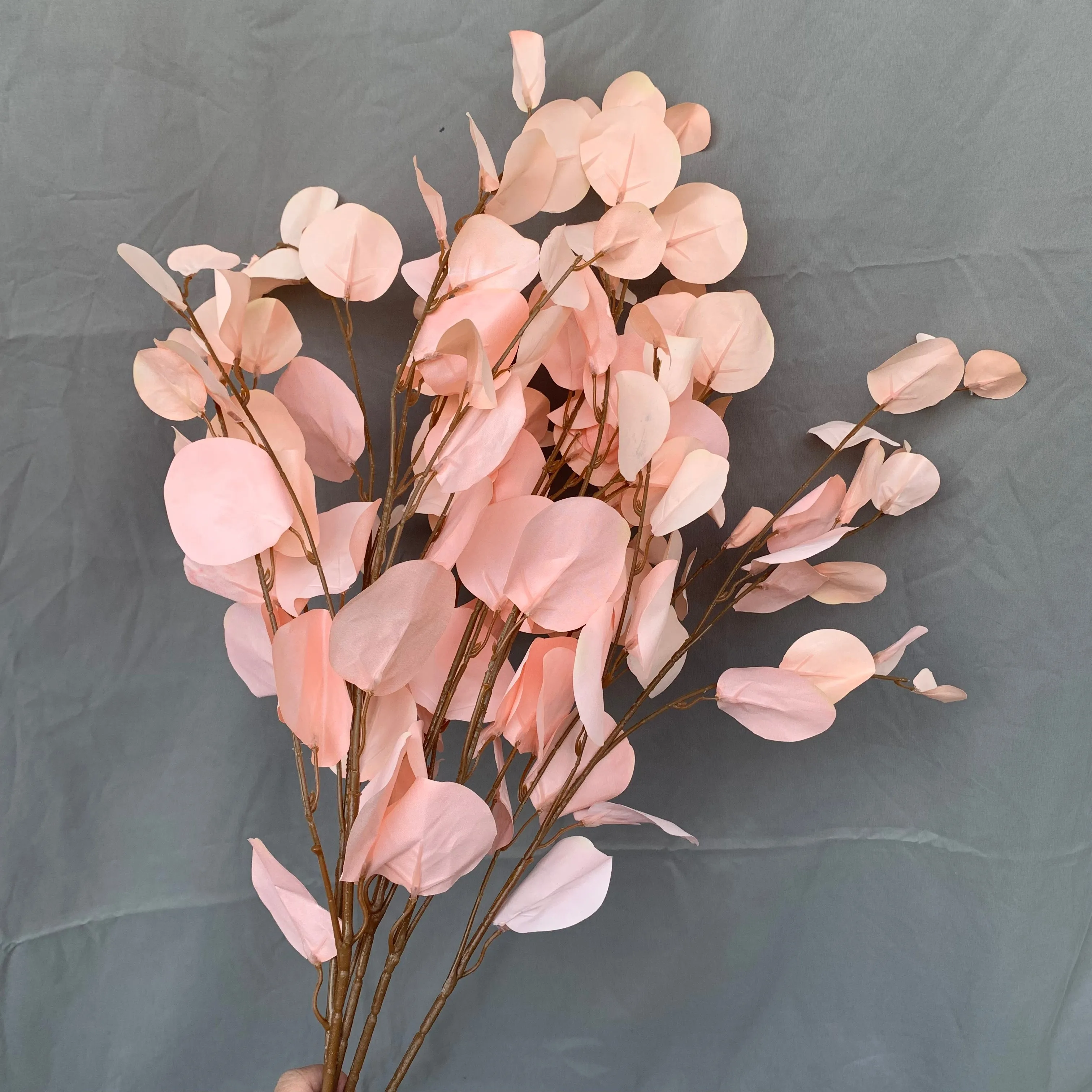 KEWEI T272 Popular Artificial Eucalyptus Silk Apple Leaves Round Leaves Branch Wedding Plant Supplier