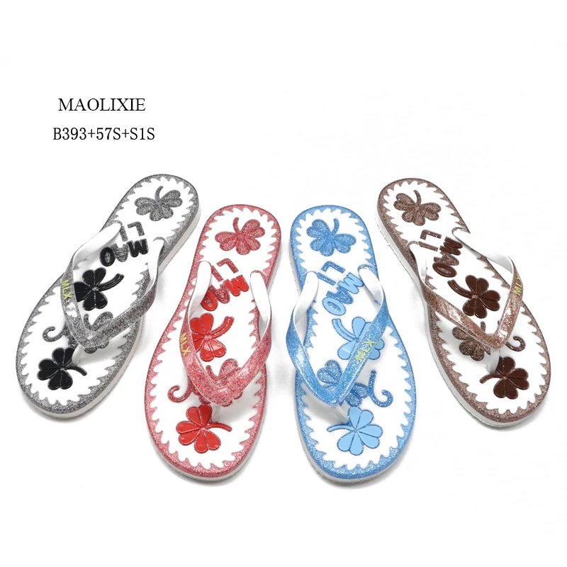 Custom logo promotional fashion wholesale private label flip flops plastic girls flat slippers for women