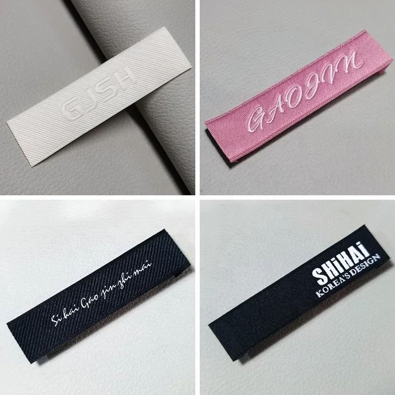 custom iron on neck label tags adhesive Iron-on t-shirt woven labels tags
