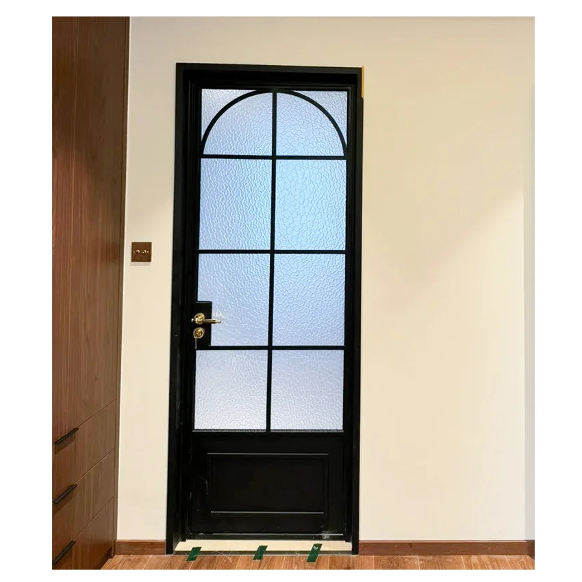 Full-view Aluminum Storm Door Matte Aluminum Alloy Glass Exterior Door Soundproof Aluminum Casement For Apartment