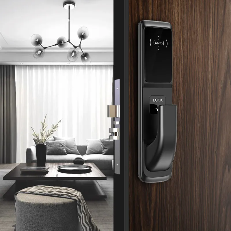 Wholesale black aluminum alloy anti-pry anti-saw anti-theft magnetic key card Smart Door Locks Set For Hotel