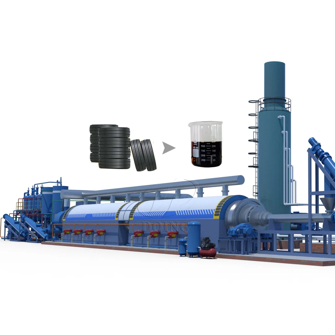 PLC Controlled 15-50TPD Fully Continuous Waste tire  Pyrolysis Plant Fully Automatic Rubber Pyrolysis Machine