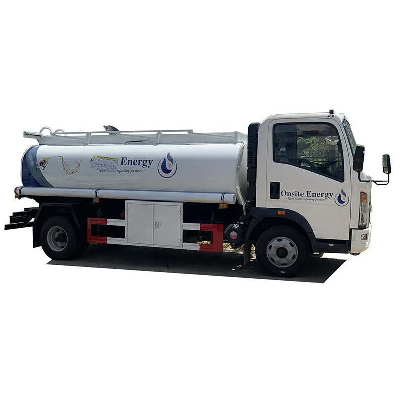 High quality HOWO 4X2 Refined Fuel Tank Truck with 5,000L fuel tanker and oil dispenser for sales