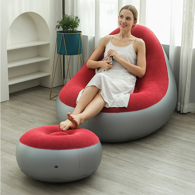 Puff Inflatable Sofa Armchair With Footrest For Leisure Rest