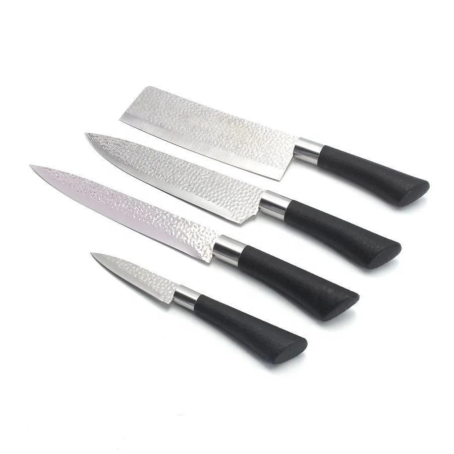 6PCS Professional Stainless Steel Blade Kitchen Knife Set TPR Coating Handle With Kitchen Scissor Vegetable Fruit Peeler