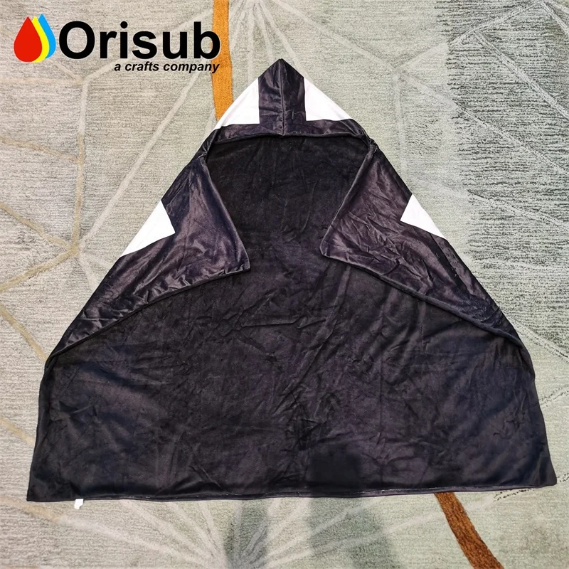Largest 60x80 inch soft velvet sublimation hoodie blanket custom 20 panel adult hooded blanket