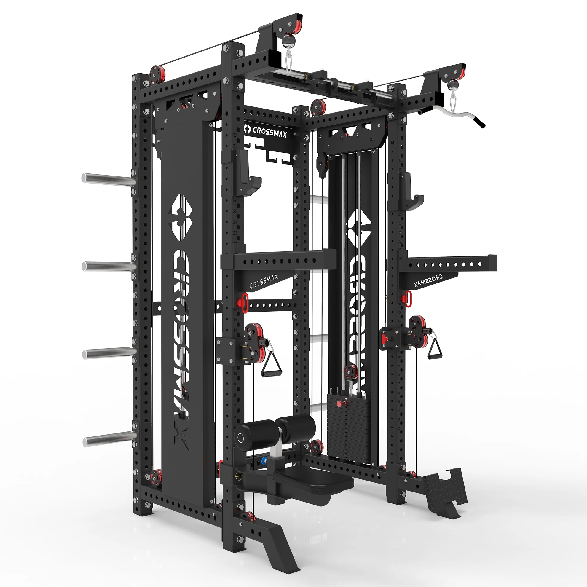 Exercise gym fitness power rack plate loaded functional trainer