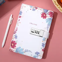 Uptodate Leather Cover A6 Refillable Notebook Journals Budget Planner Daily Diary with Combination Lock
