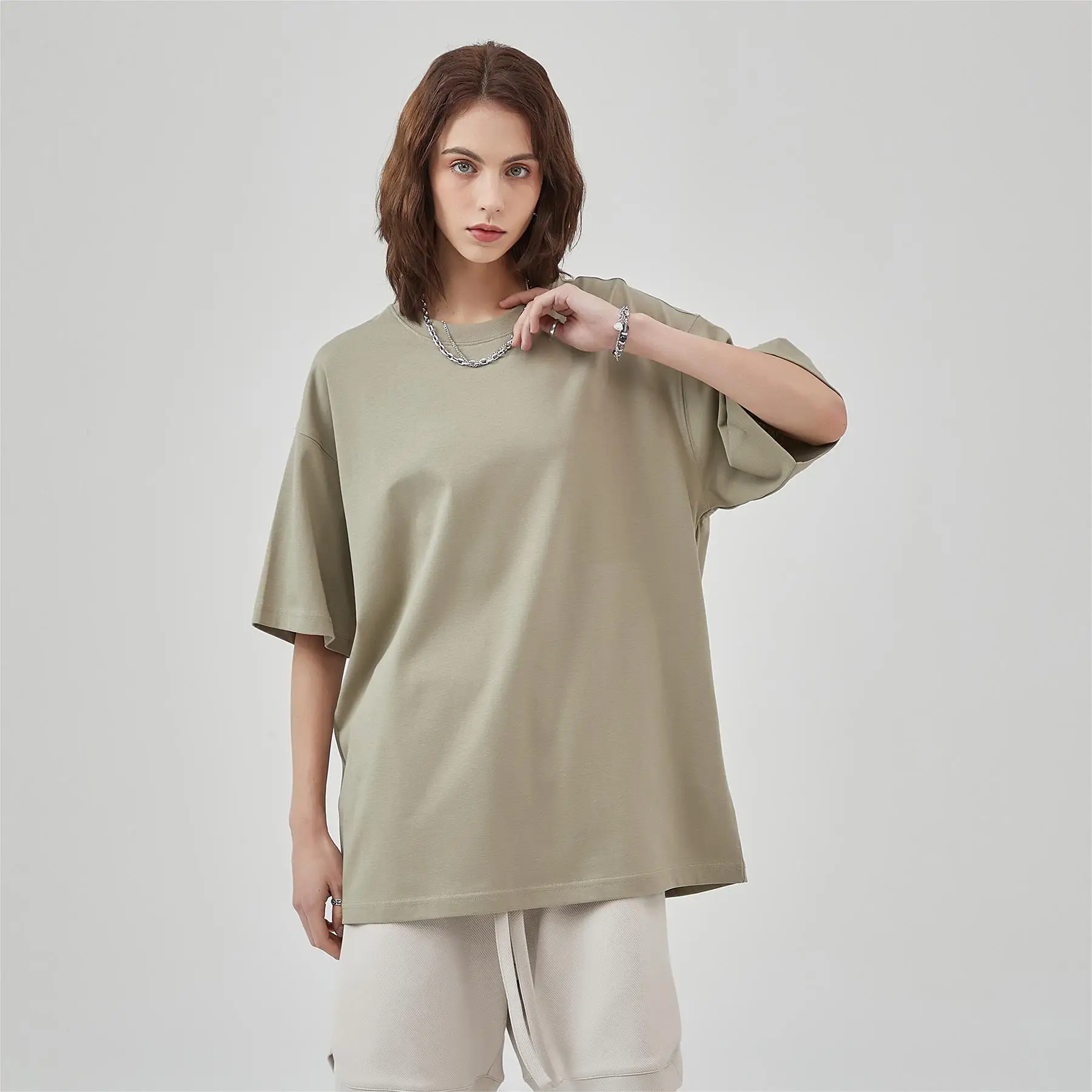 Custom 275 G Breathable Loose T Shirt 100% Cotton High Quality Solid O-Neck T Shirt Men Short Sleeves  Unisex Streetwear shirt