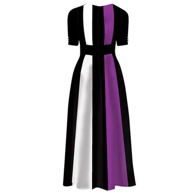 factory wholesale customize accept plus size temperament slim fit fashion contrast women casual dress short sleeve long skirt