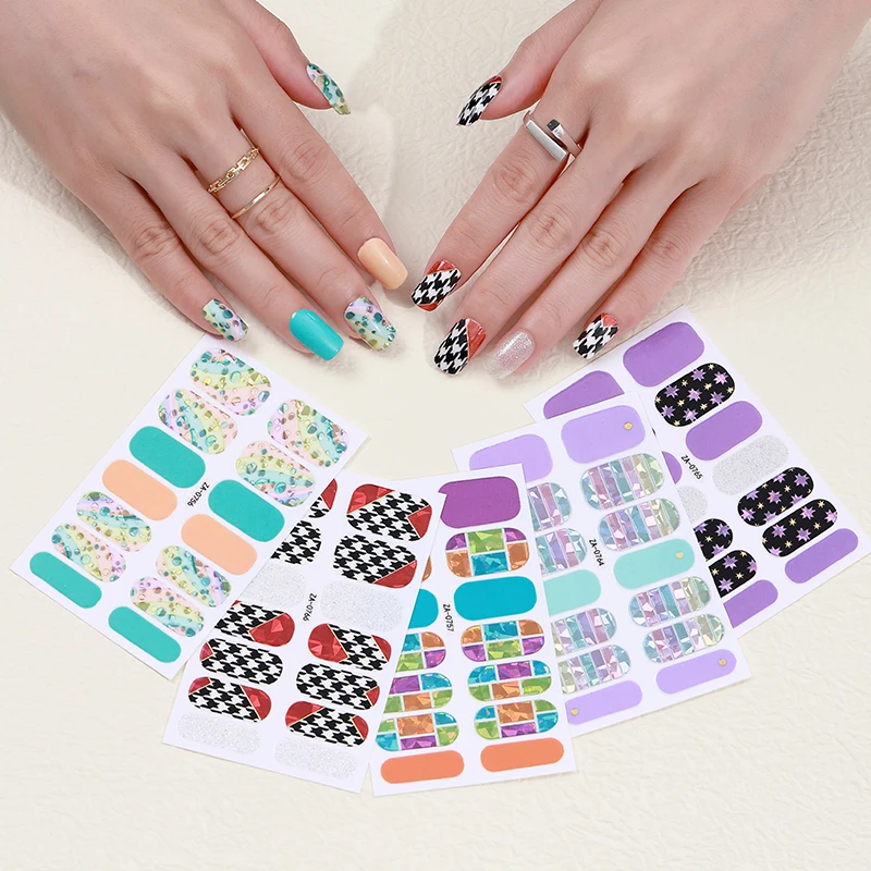 Nail Sticker Shiny Design Full Beauty Stickers for Nails Decals Plain Stickers Women Salon Nail Art