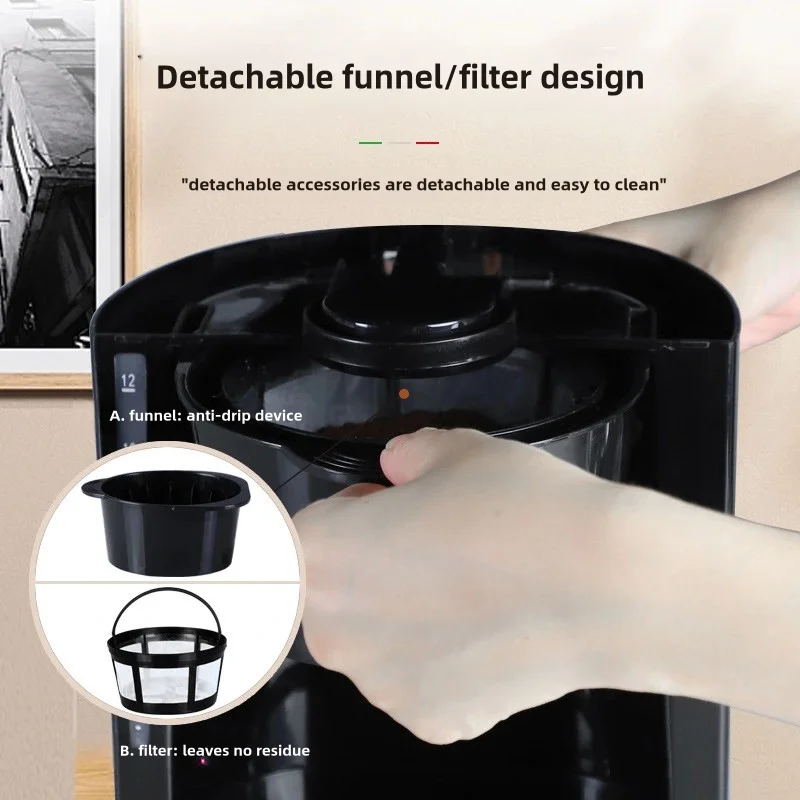 10 Cup Electric Drip Coffee Maker for Home or Hotel Use PP Housing Digital Buttons LCD Display Auto Shut off with Cone Filter