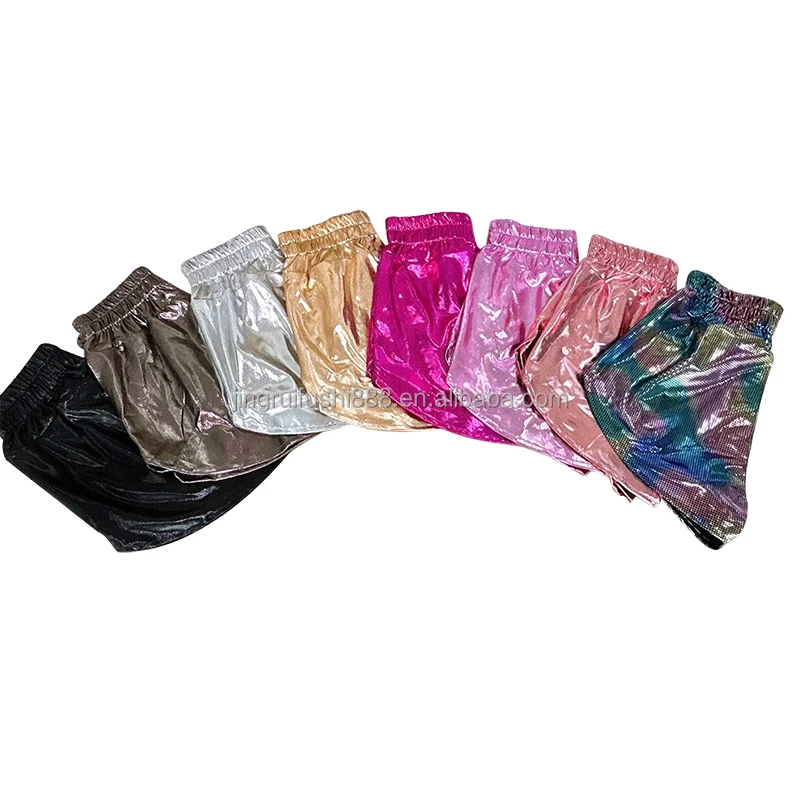 Summer Baby Girls Pu Leather Shorts Fashion Western Solid Metallic Children Shorts Pants
