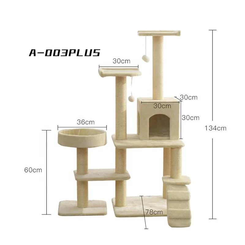 Wholesale sisal castle large climbing scratch post wood condo furniture tower cat tree