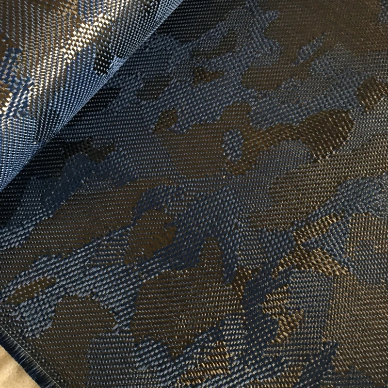 Width 1000mm Blue Camouflage Jacquard Carbon and Aramid Hybrid Fiber Fabric