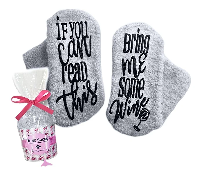 Custom women girls letter anti-slip color if you can read this wine sock