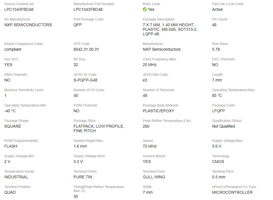 LPC1343FBD48 Microcontrollers IC MCU 32BIT 32KB FLASH 48LQFP integrated circuits ic chip LPC1343FBD48,151 LPC1343FBD48