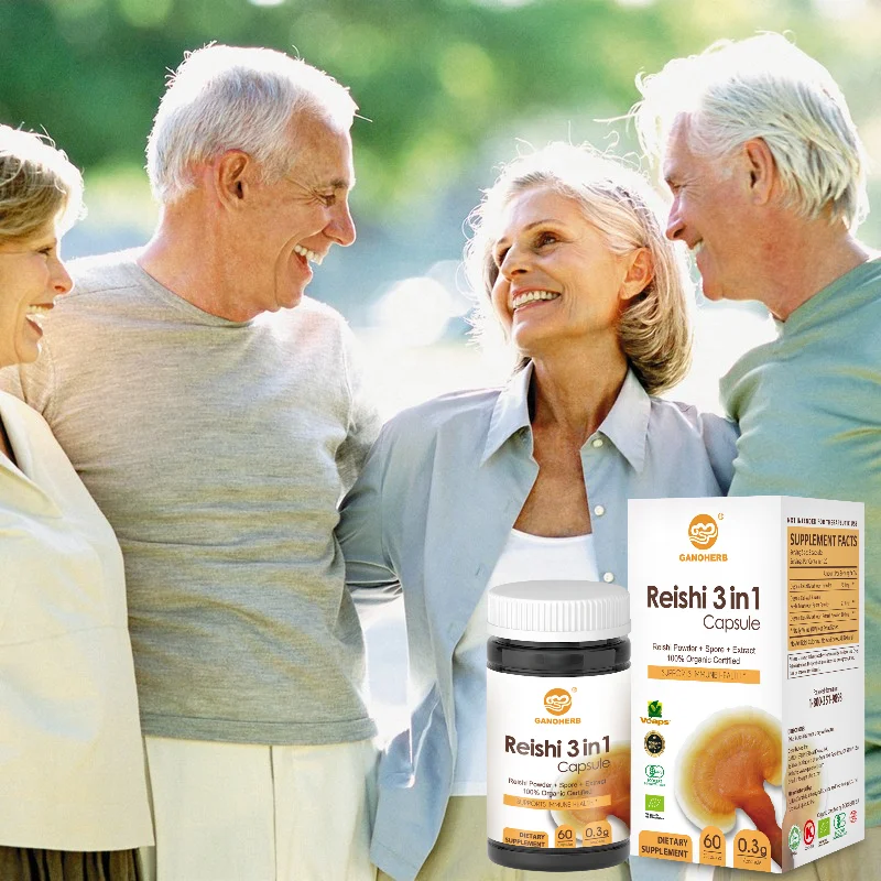 Herbal Supplements Organic Ganoderma Lucidum 3 in 1 Capsule Reishi Mushroom Extract