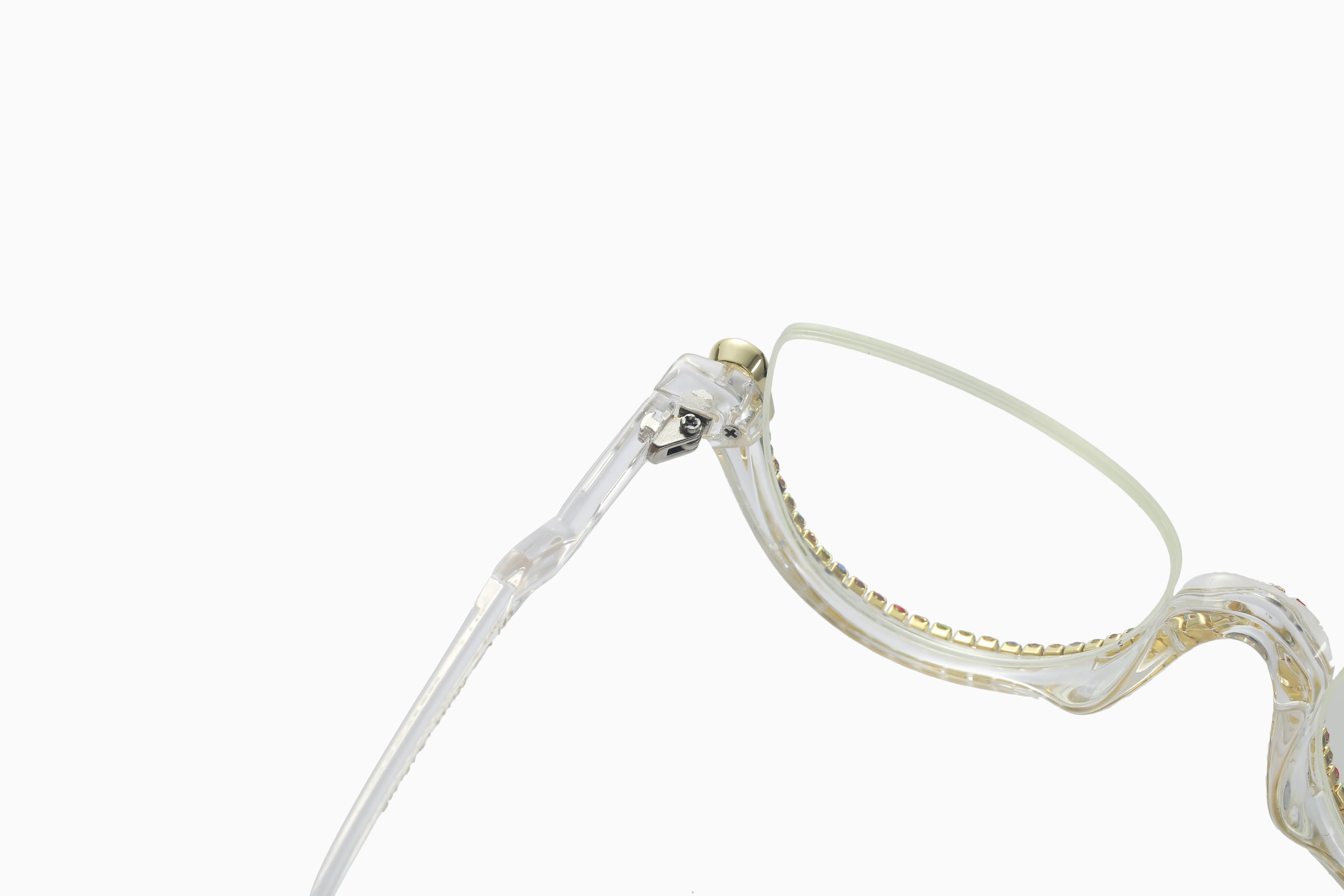 fashion PC cateye diamond woman blue light blocked shinny half rim optical glasses eyeglasses frame