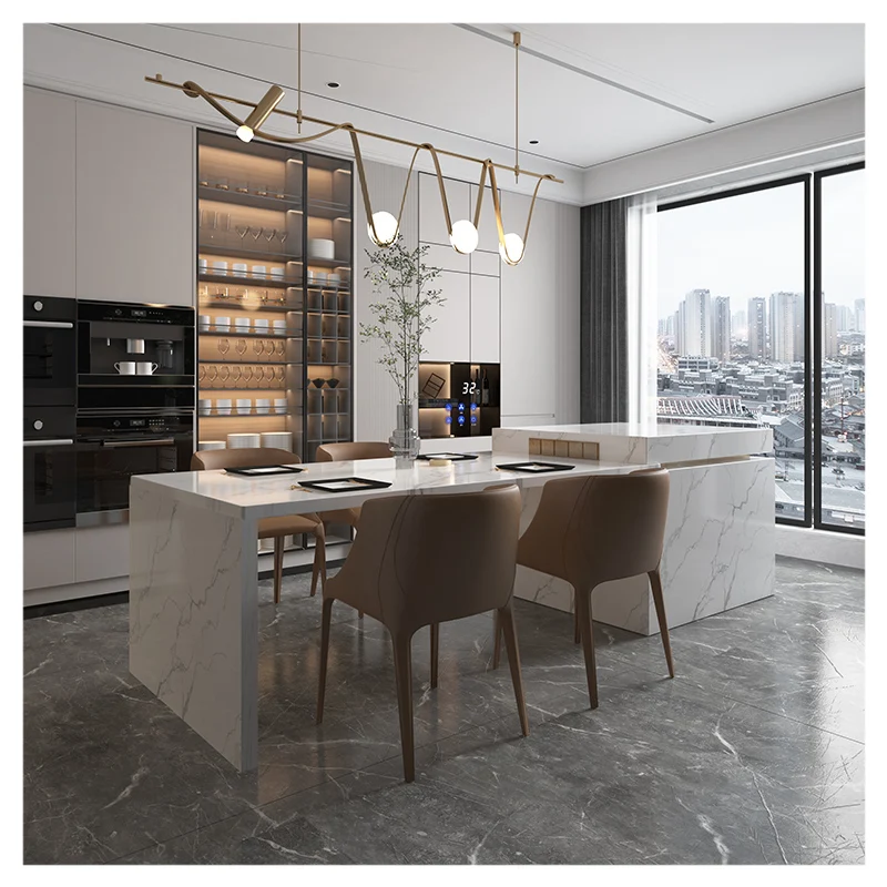 Chinese Custom Marble Dining Table Kitchen Island Bar Reception Desk kitchen countertop