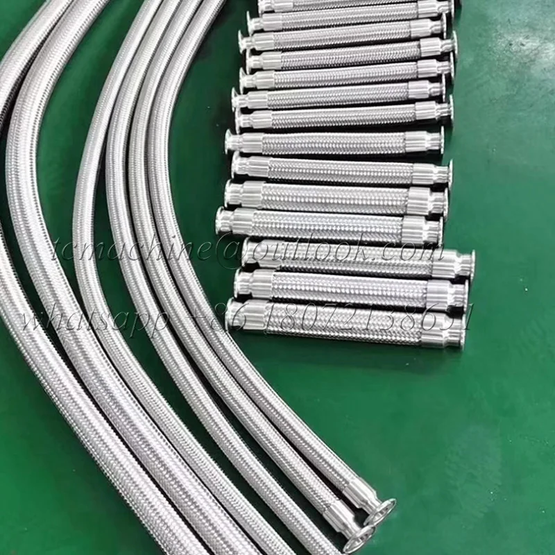 1.5'*500mm length stainless steel sus304 braid hose assembly with tri clamp ferrule ends