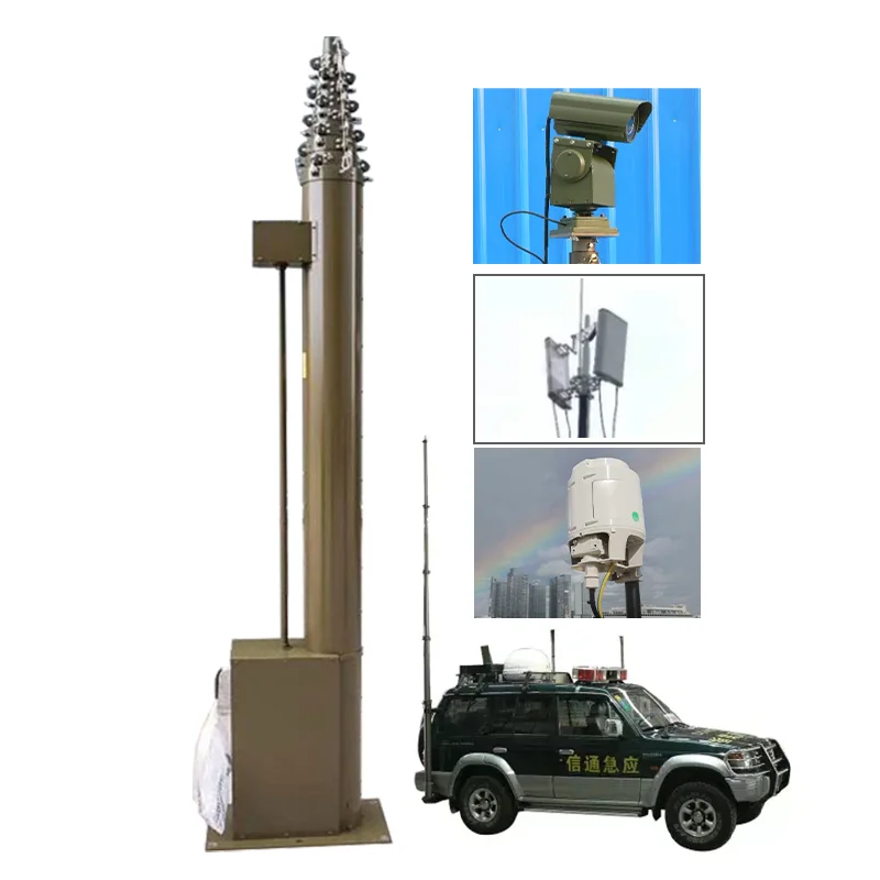 5m 30m vehicle mounted mobile tower antenna telescopic telecommunication electric mast aluminium telescopic mast