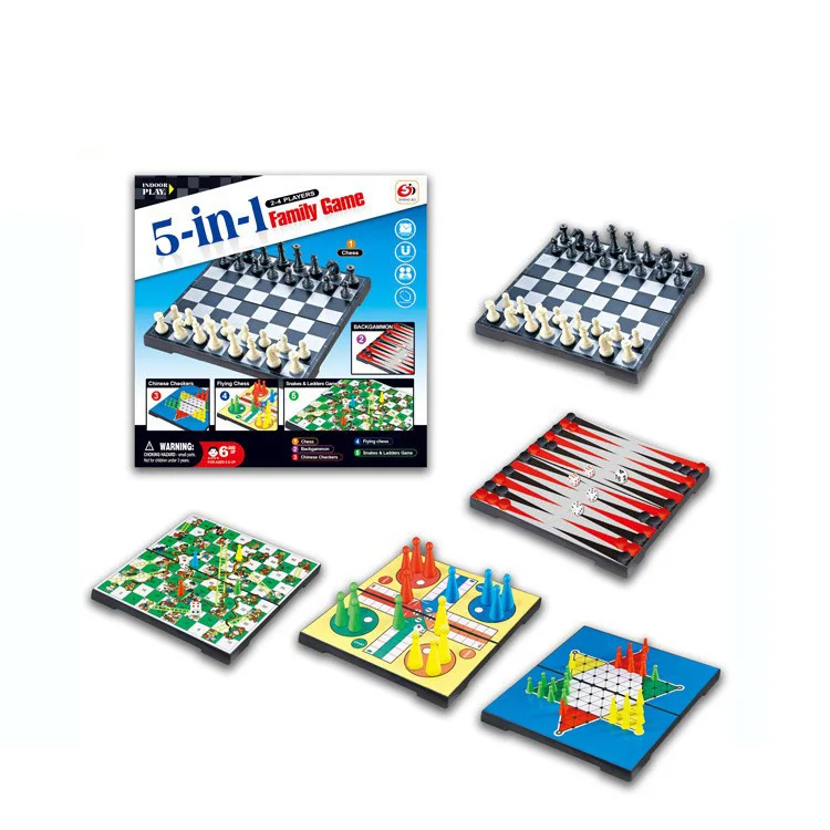 MAGNETIC MINI 5 IN 1 CHESS GAME SET CHESS, SNAKES AND LADDERS, LUDO, BACKGAMMON, CHINESE CHECKERS GAME FOR KIDS TOYS 2023